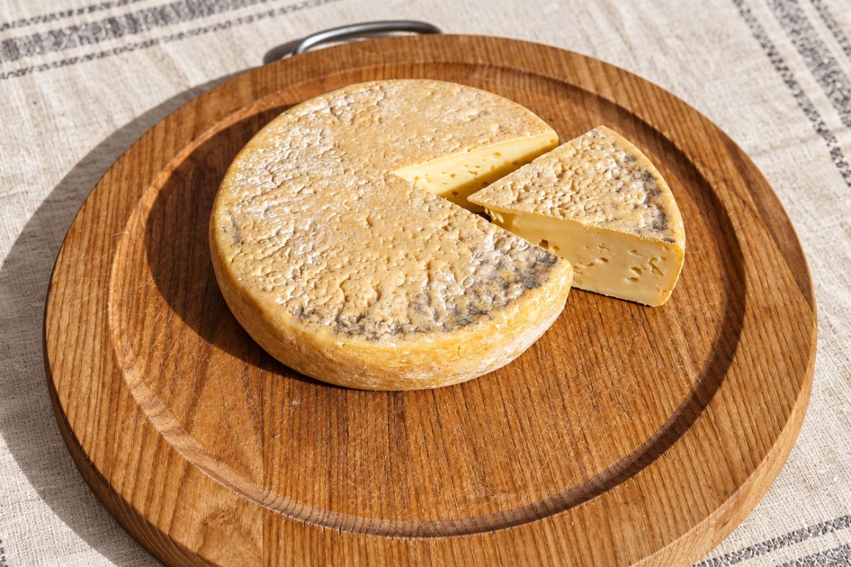 Forme di Macagn in stagionatura su assi di legno