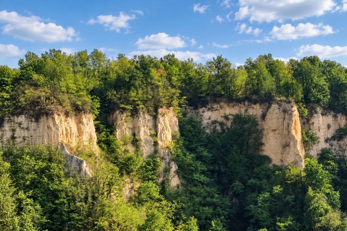Rocche del Roero, pareti di sabbia e boschi lungo il sentiero da Santo Stefano Roero al Santuario dei Piloni